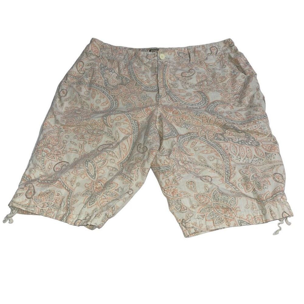 Caribbean Joe Botanical‎ Paisley Print Bermuda Shorts - Size 14
